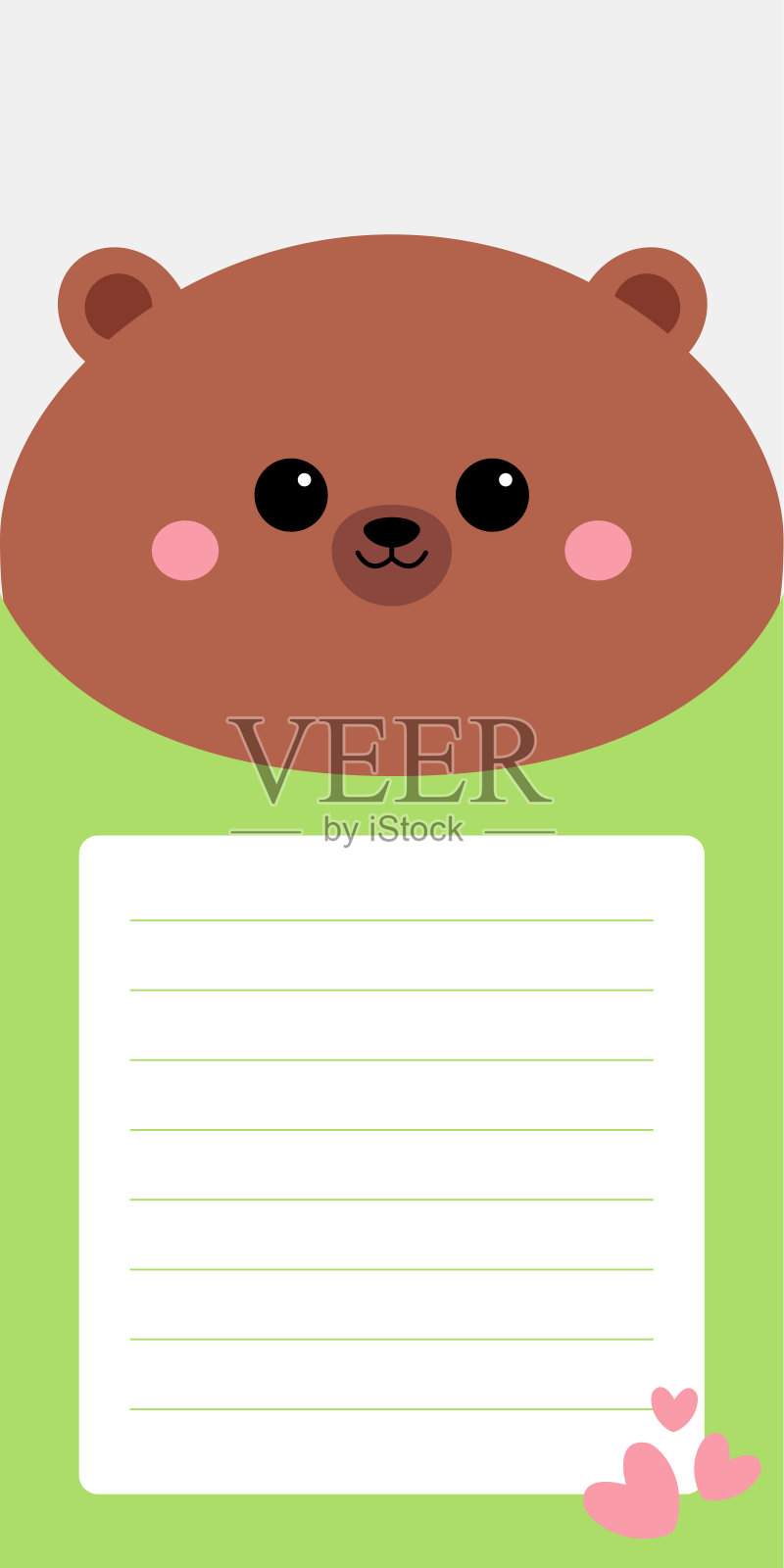 计划者，用可爱的卡通卡哇伊熊角色做清单。模板笔记本，时间表，计划，清单，卡片和其他文具，记事本。平面设计。粉红色的背景。插画图片素材