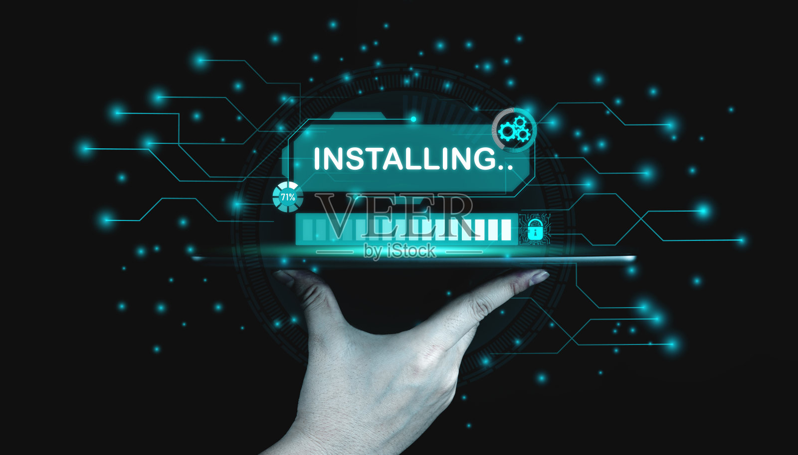 安装安全程序并添加现代功能以改进应用程序。照片摄影图片