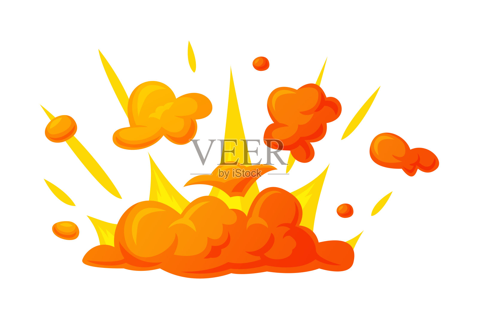 炸弹爆炸亮橙色云矢量插图插画图片素材