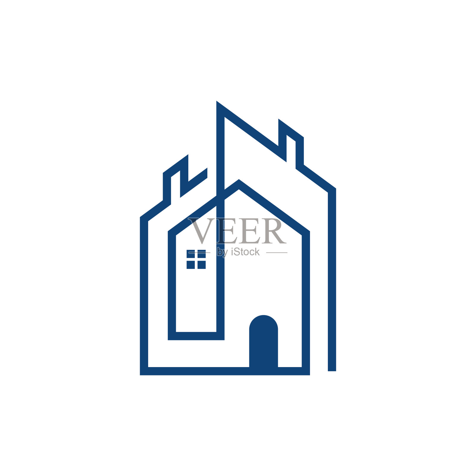 现代抽象简约线条房屋logo符号插画图片素材