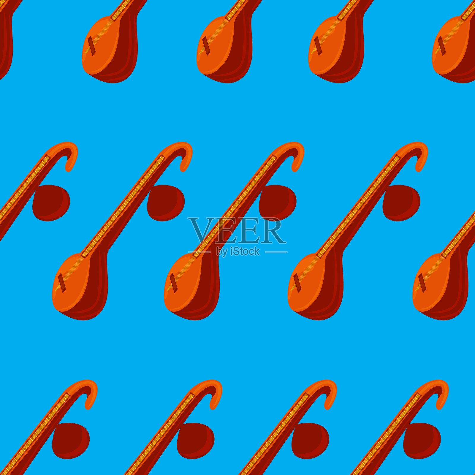 七弦琴乐器无缝图案插画图片素材