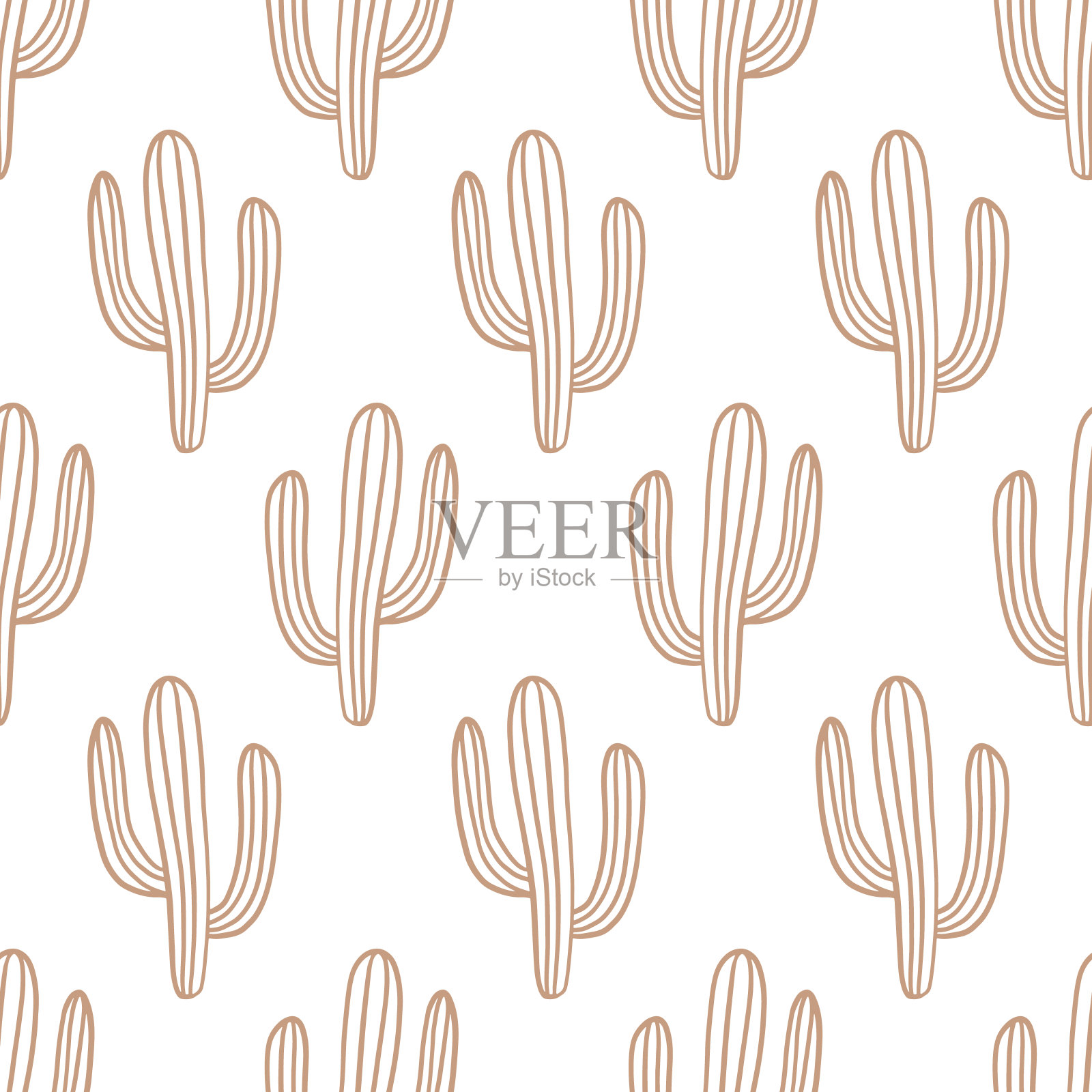 仙人掌波西米亚无缝图案。仙人掌重复背景打印。狂野的西部图案无尽的纹理。矢量图插画图片素材