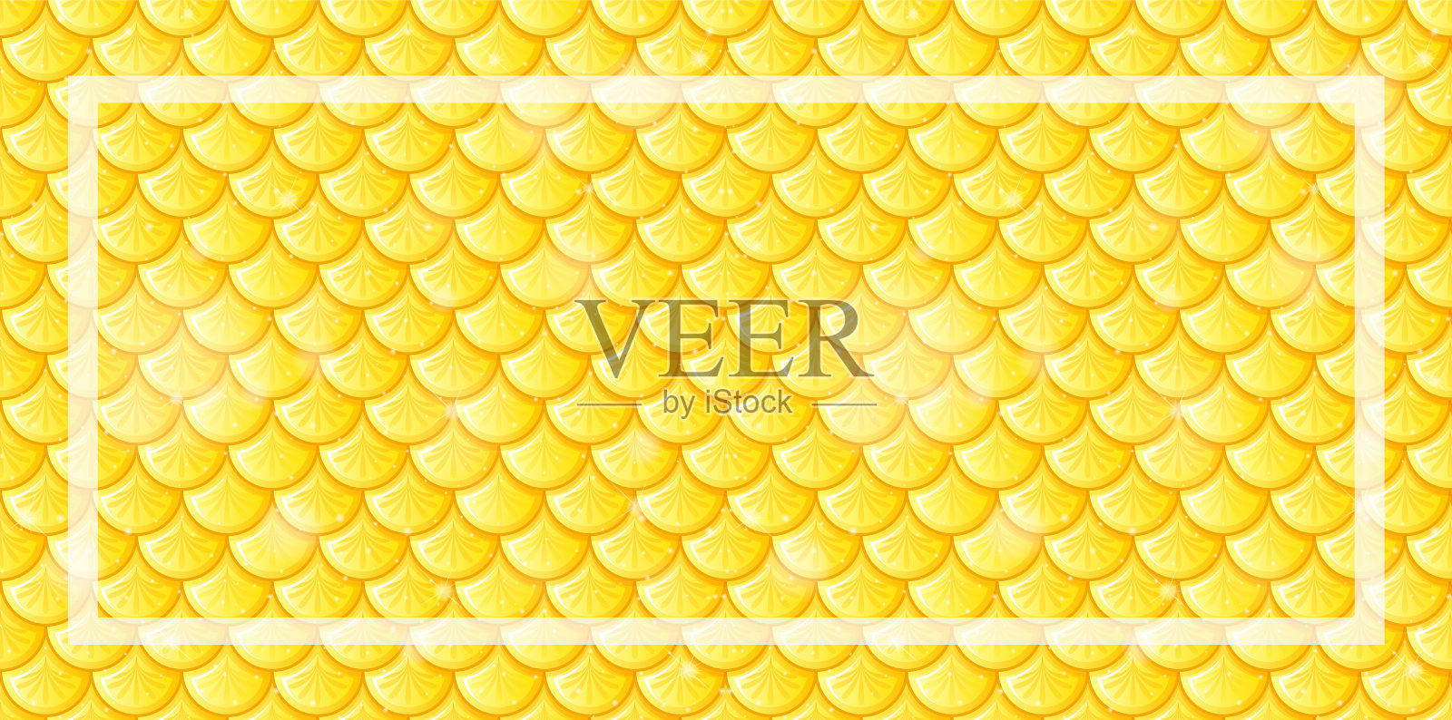 明亮的黄色鳞片设计与装饰边界插画图片素材