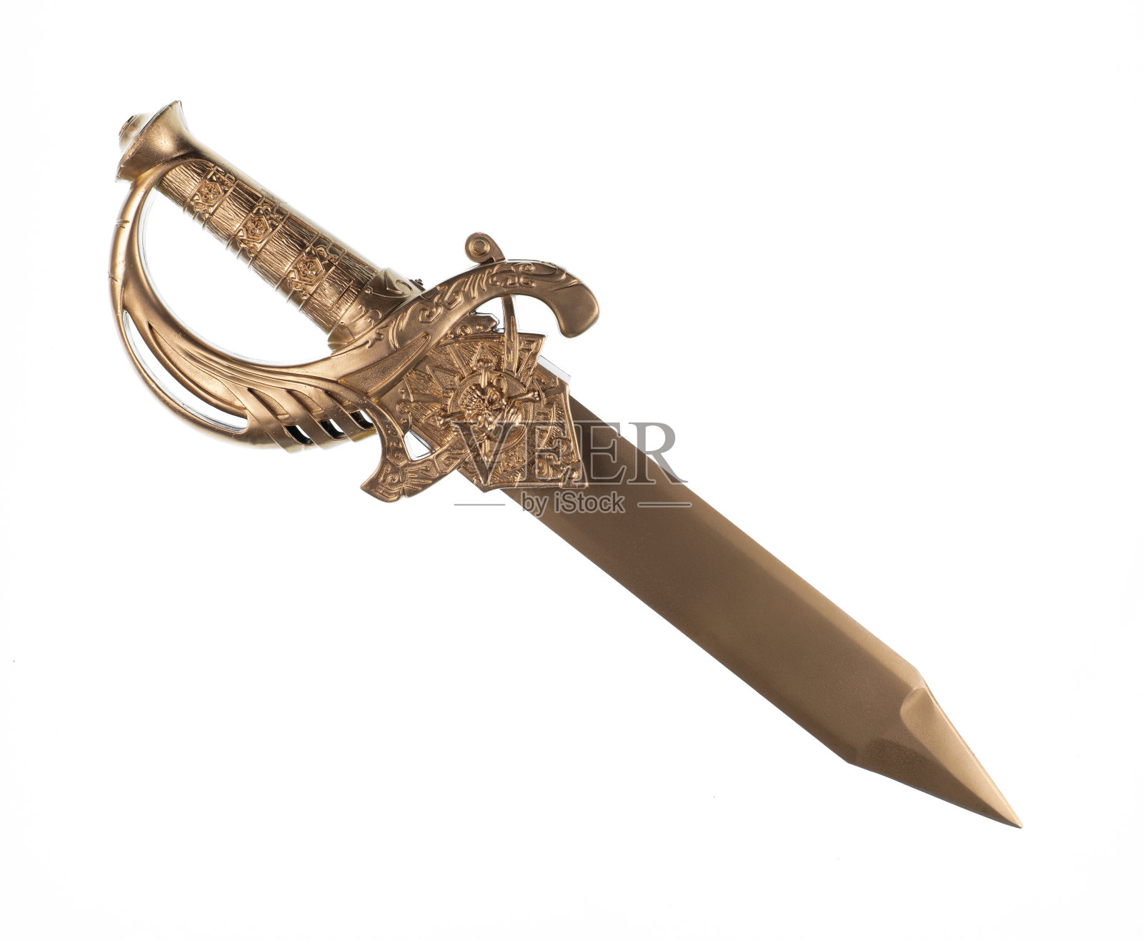 金色海盗剑孤立在白色背景照片摄影图片