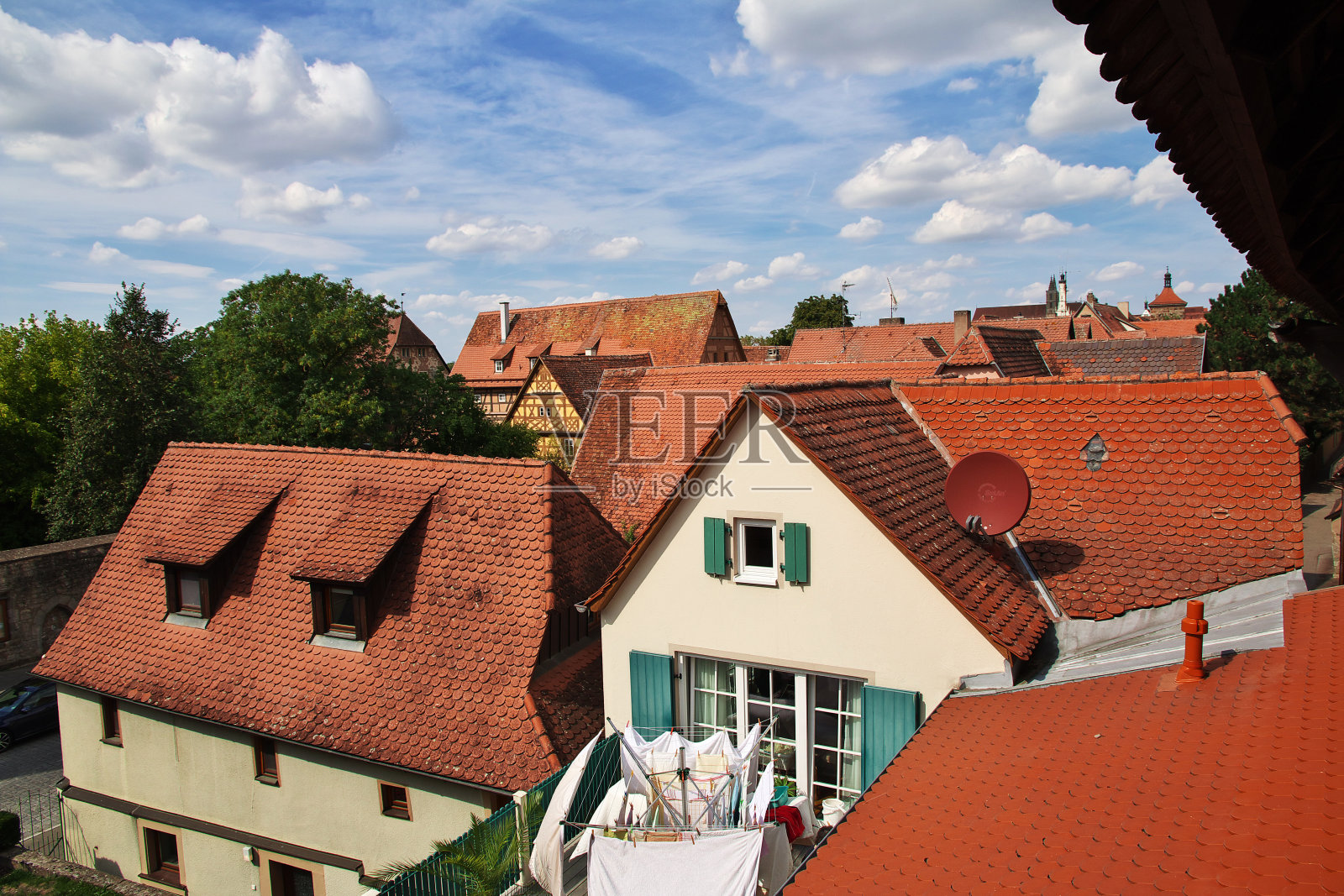 德国陶伯河上罗滕堡的屋顶景色照片摄影图片