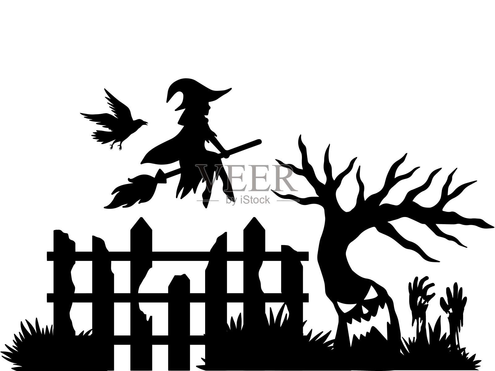 万圣节轮廓线艺术插图。万圣节线艺术黑色和白色。万圣节素描线艺术插图。手绘万圣节线艺术插图。万圣节线艺术大纲插图插画图片素材