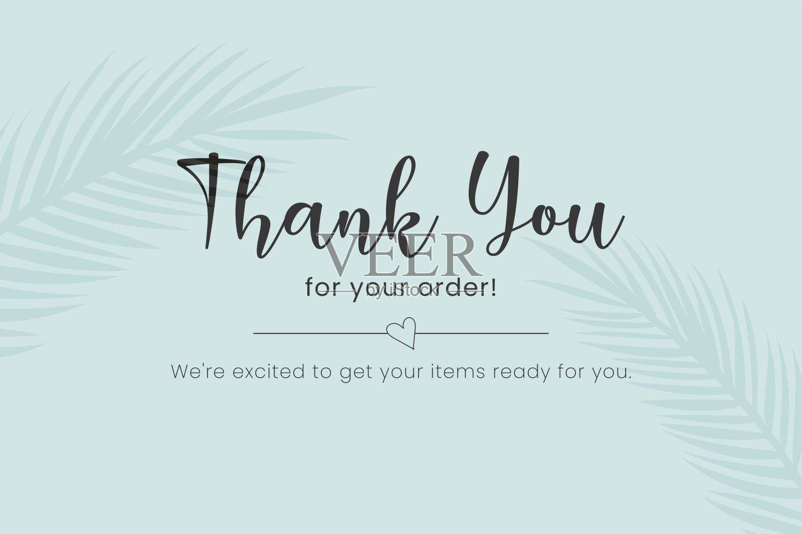 感谢您的订单卡片打印模板与花卉风格最小的装饰插画图片素材