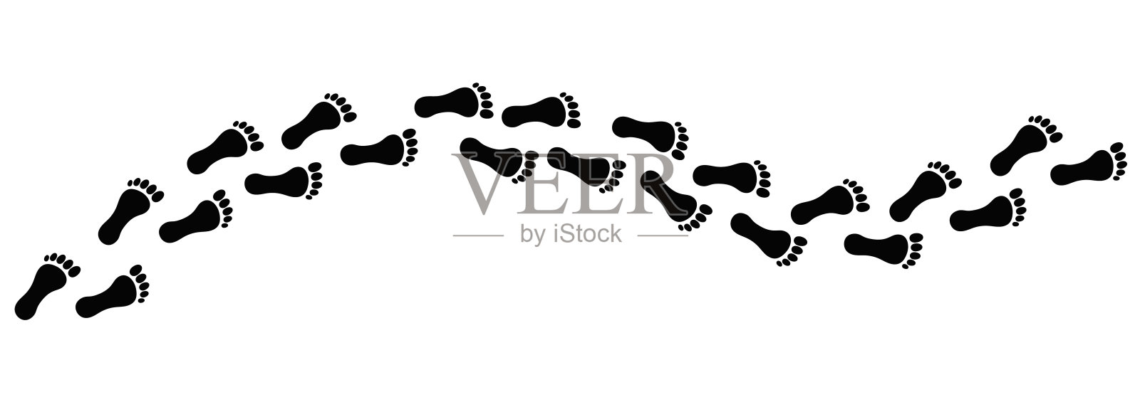 不同的人类足迹图标。向量插画图片素材