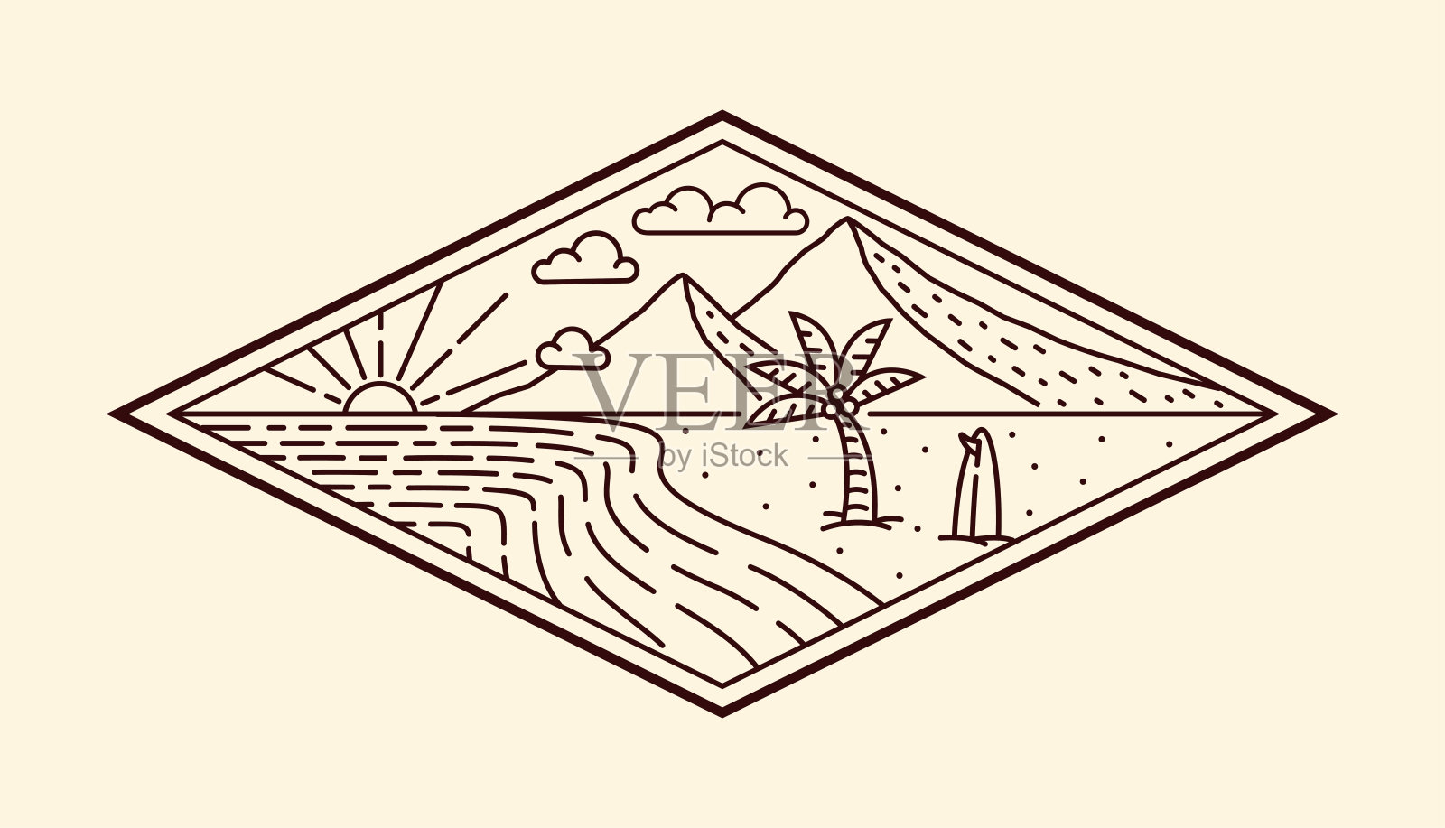 自然景观线条艺术矢量模板插画图片素材