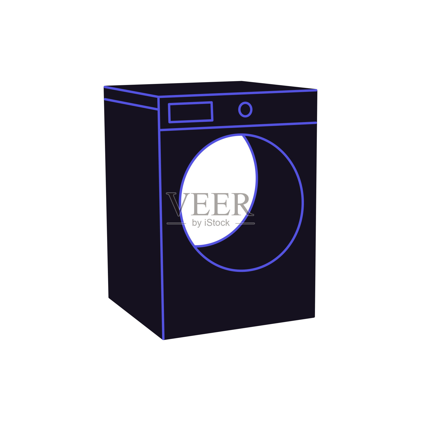 洗衣机，洗衣篮，装满衣物的洗衣桶，家务，洗衣器具，家用，洗衣机和烘干机图标，日常杂务。插画图片素材