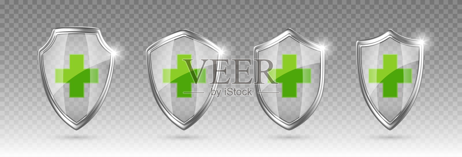 十字医疗卫生防护盾牌。医疗保障，保险标志。医疗保险、卫生观念。矢量插图。插画图片素材