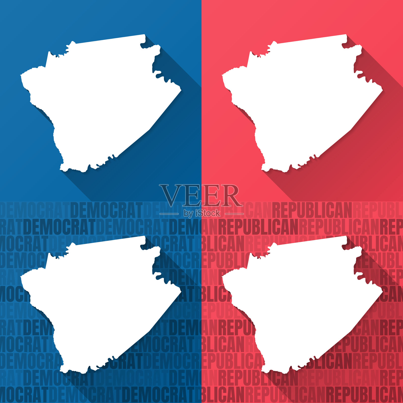 哈里森县，肯塔基州。蓝色和红色背景的地图插画图片素材