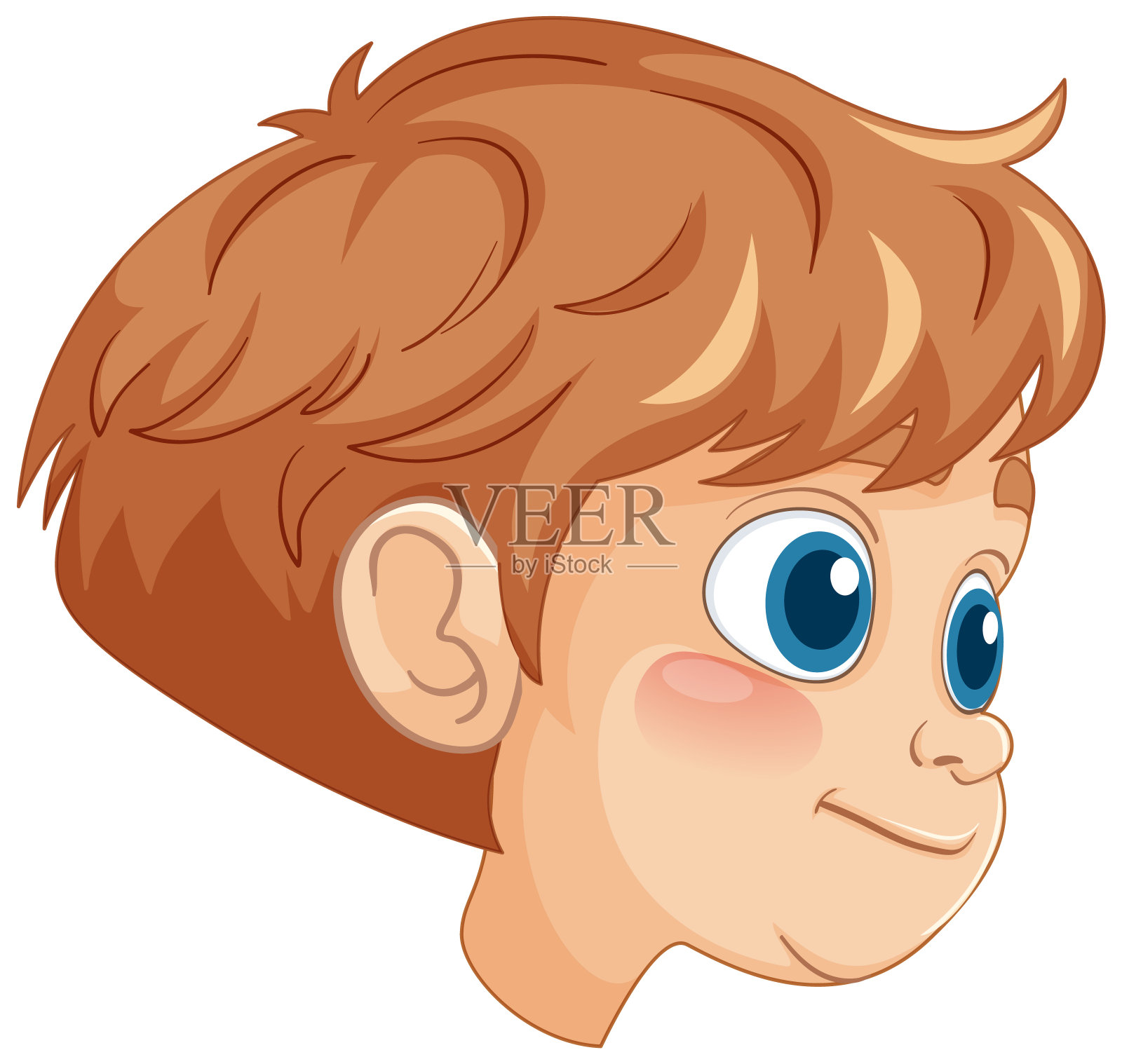 一个快乐男孩侧面的插图插画图片素材