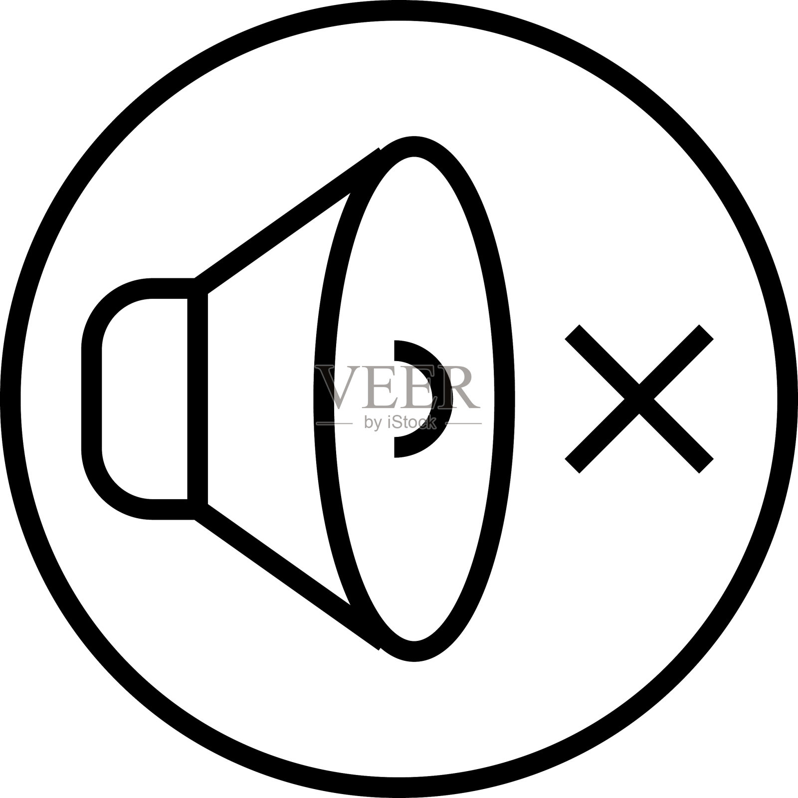 静音扬声器图标。扬声器静音符号，标志。音量开关图标。矢量图插画图片素材