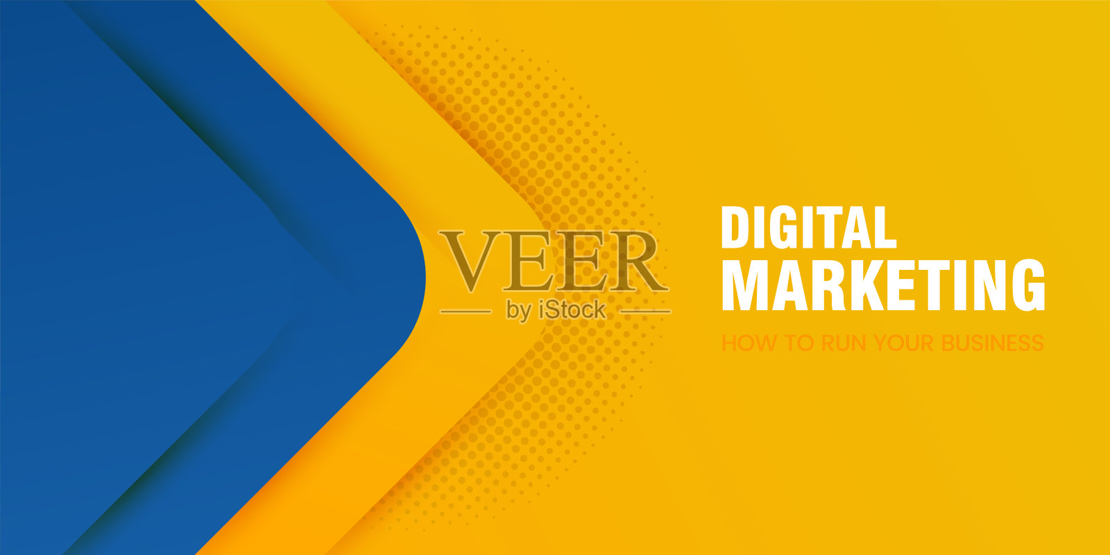 蓝色和黄色的横幅概念矢量设计社会营销，插图，横幅模板推广简单的标志设计插画图片素材