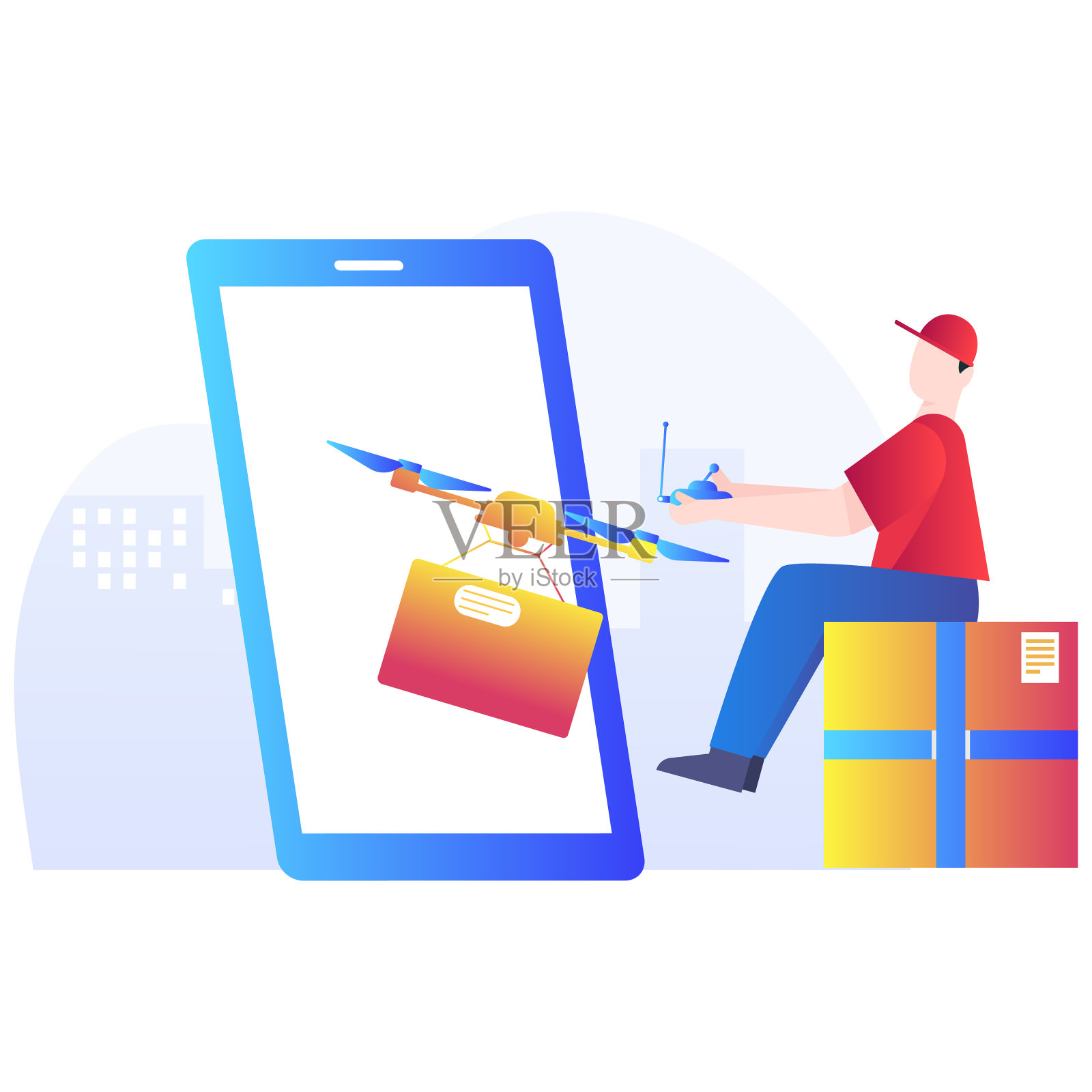 无人机交付，矢量图标，可以很容易地修改或编辑插画图片素材