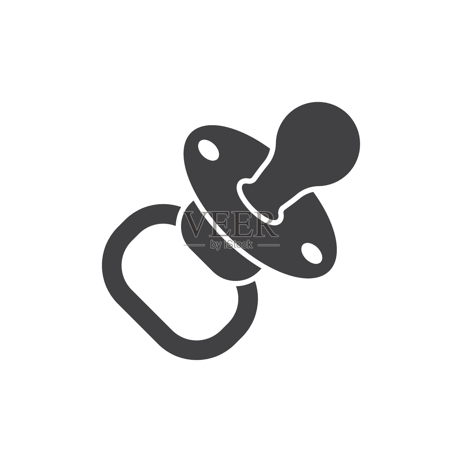 扁平风格的婴儿奶嘴图标。为新生儿矢量插图孤立的背景。安抚标牌经营理念。插画图片素材