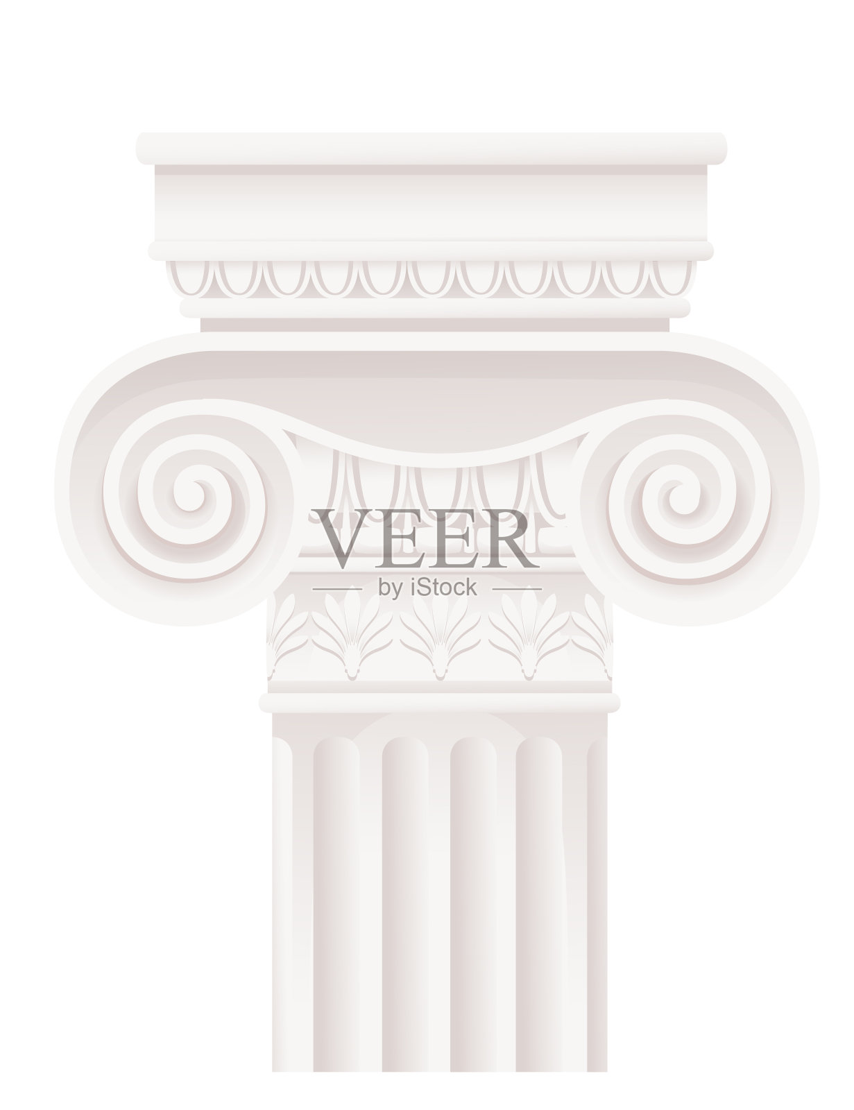 白色古色古香的圆柱经典建筑设计矢量插图孤立在白色背景上插画图片素材