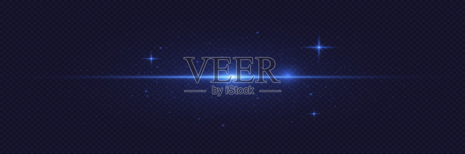 一道明亮的蓝色闪光。发光的光束，神奇的光和爆炸的粒子闪闪发光。插画图片素材