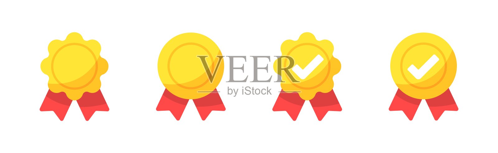 奖章组图标。协议的图标。平的风格。矢量图标。插画图片素材