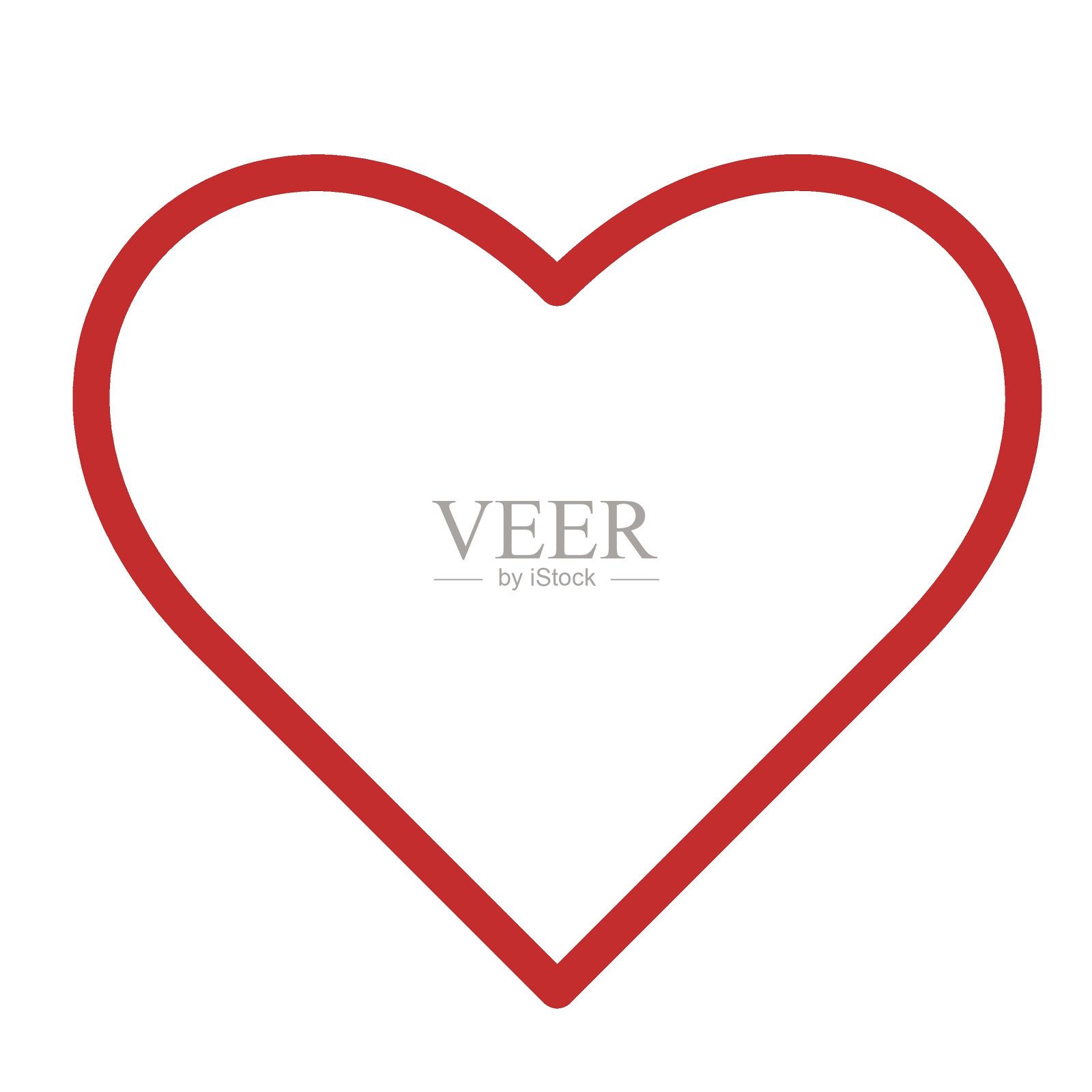 红心轮廓图标。情人节快乐。爱情符号。简单的贺卡模板。可爱的图形对象。平面设计。孤立。透明的背景插画图片素材