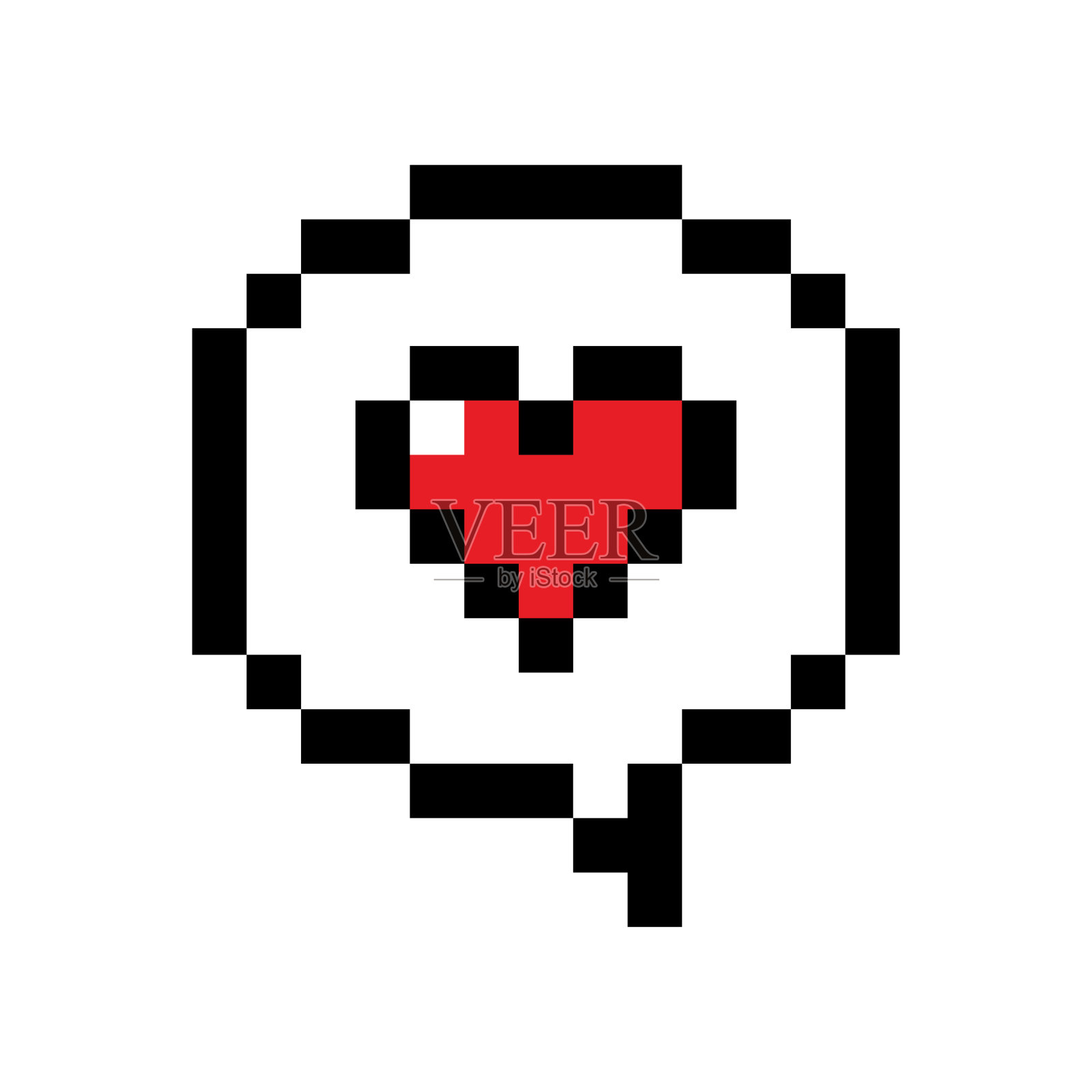 像素风聊天气泡与红色像素爱心插画图片素材