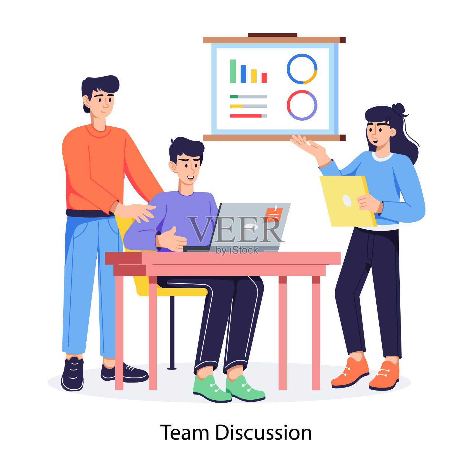 小组讨论插画图片素材