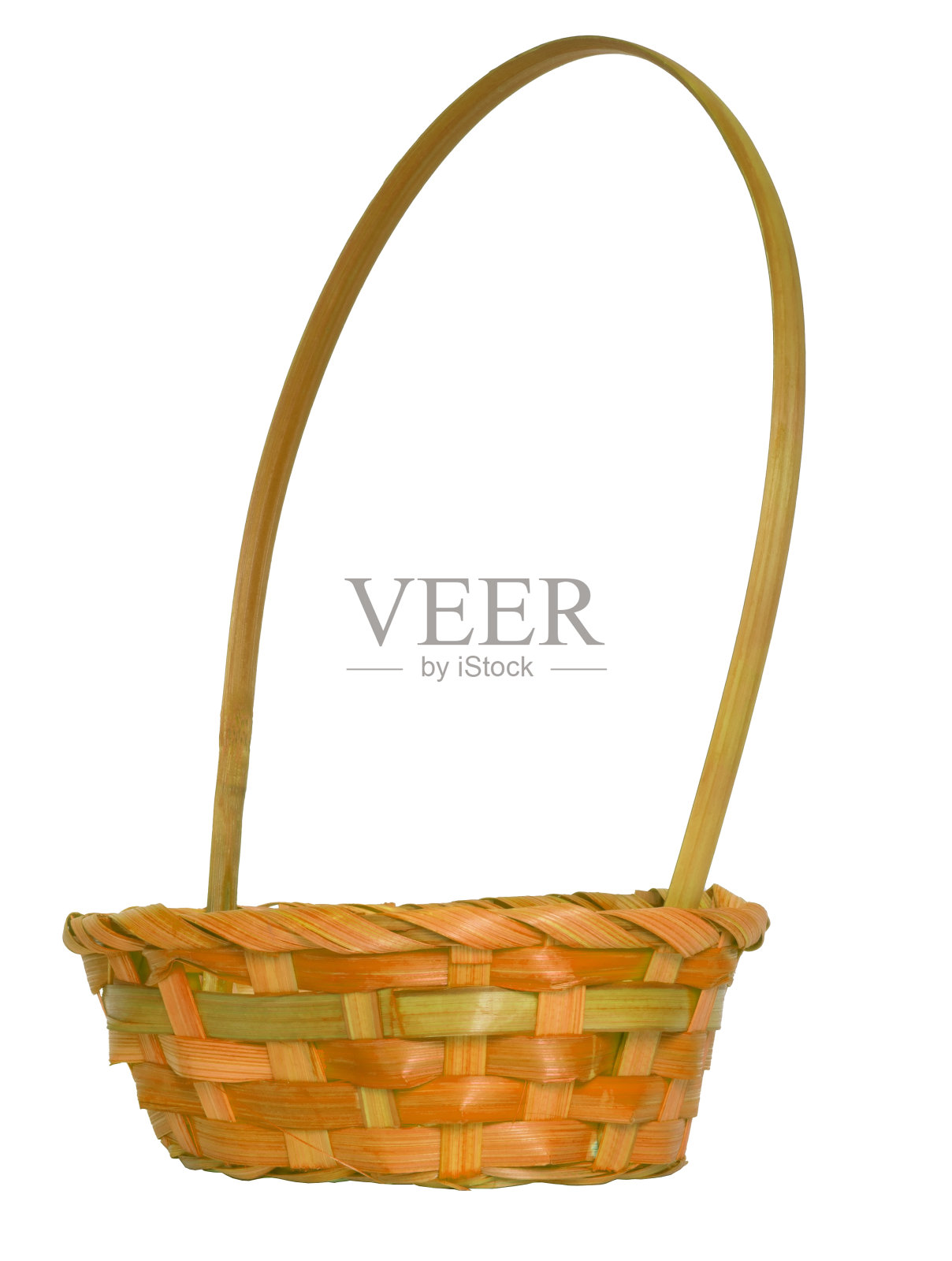 一个黄色的复活节空篮子照片摄影图片