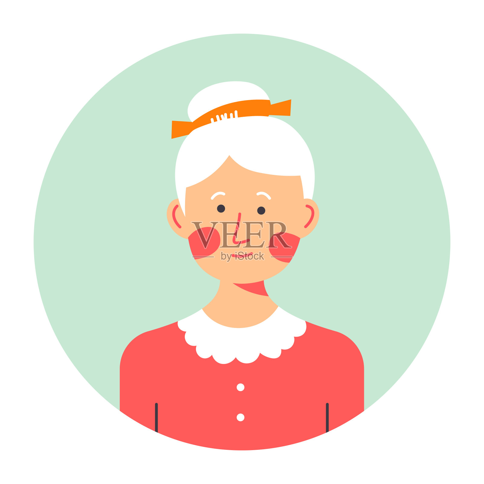 高级女性角色的肖像，一头白发的沉思女士插画图片素材