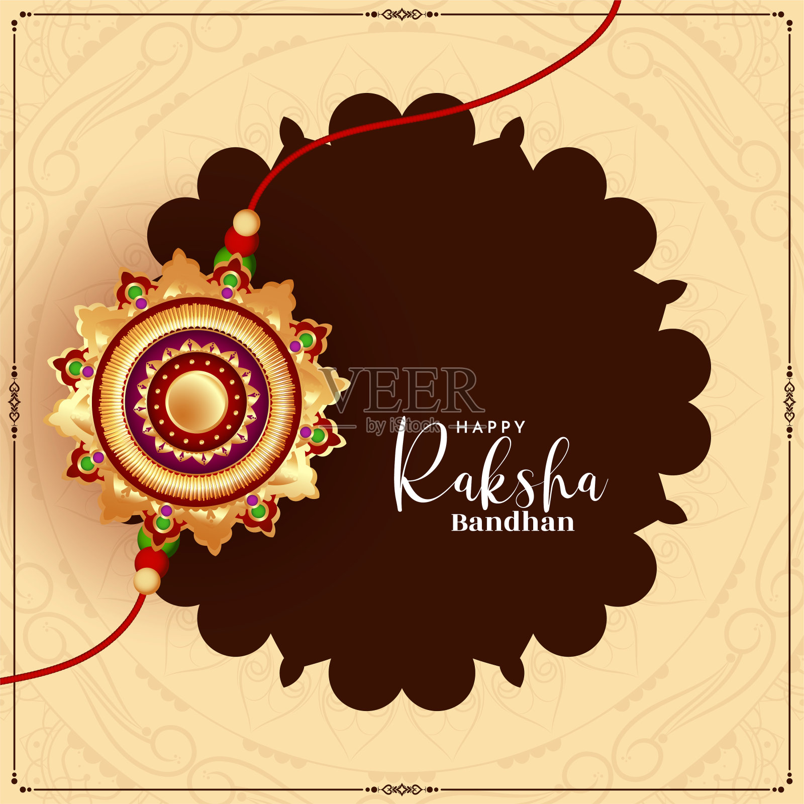 快乐的Raksha Bandhan印度教节日时尚的背景设计插画图片素材