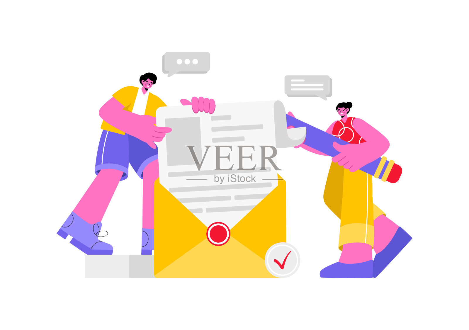 电子邮件服务矢量插图与文件通信交付，电子邮件消息传递，并在一个平坦的卡通背景商业营销插画图片素材