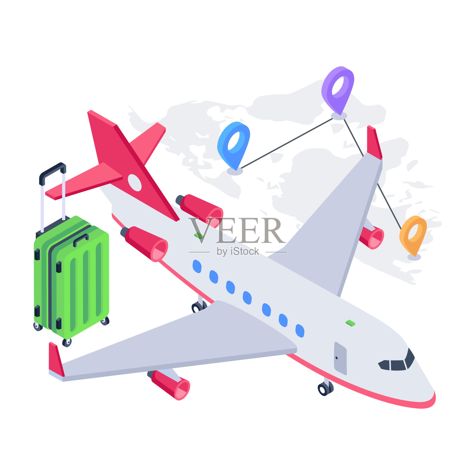 抓住这个飞机旅行的等距图标插画图片素材