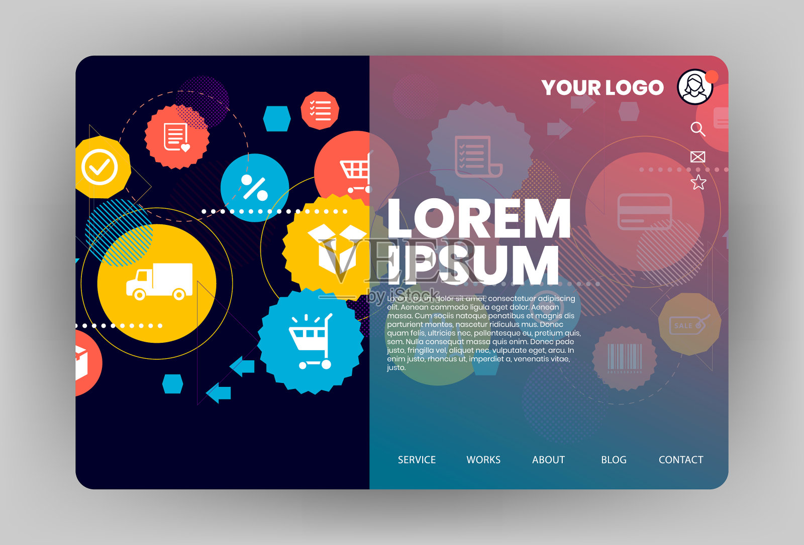 电子商务网站模板设计插画图片素材