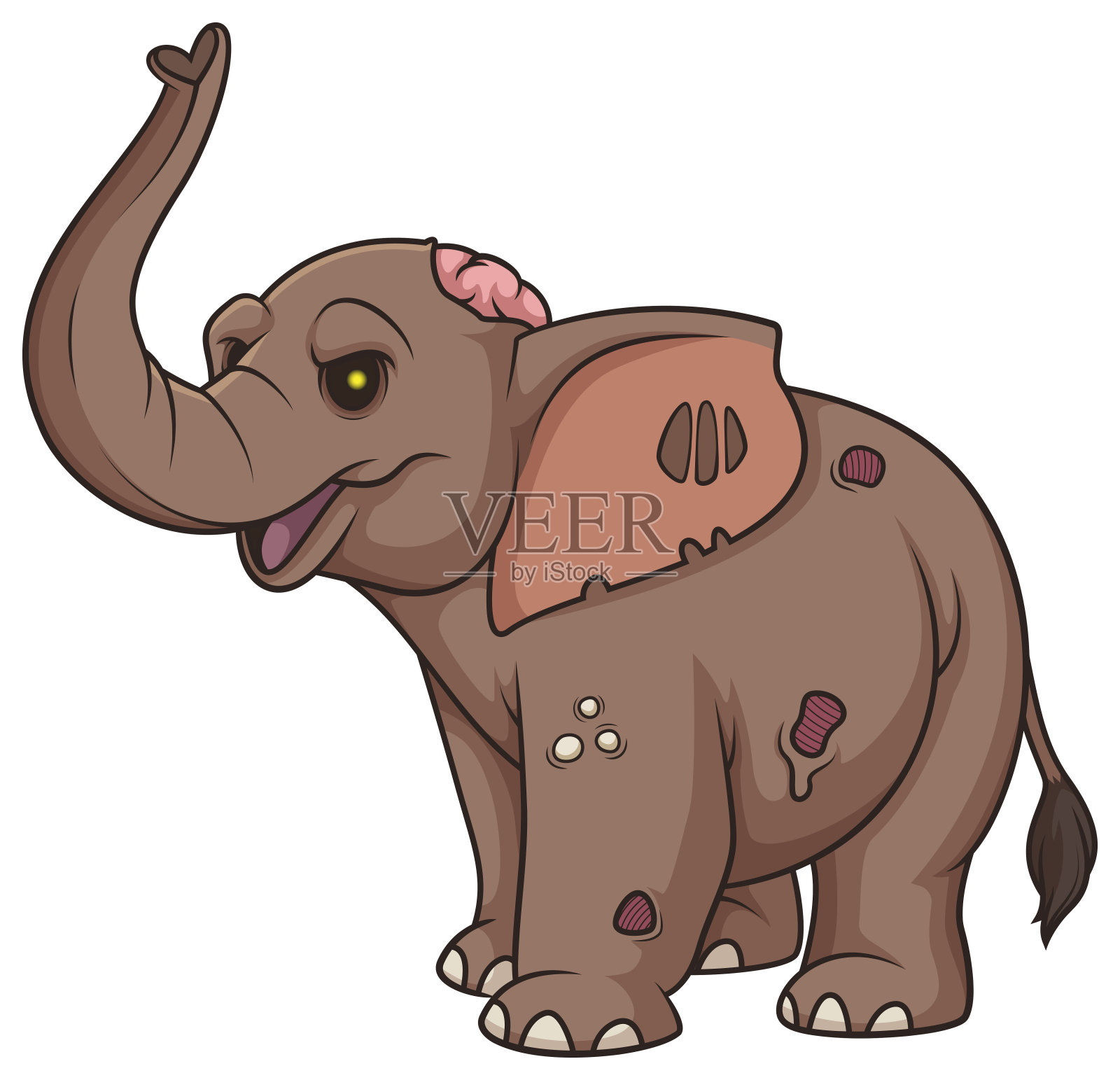 令人毛骨悚然的僵尸大象卡通矢量剪贴艺术插画图片素材