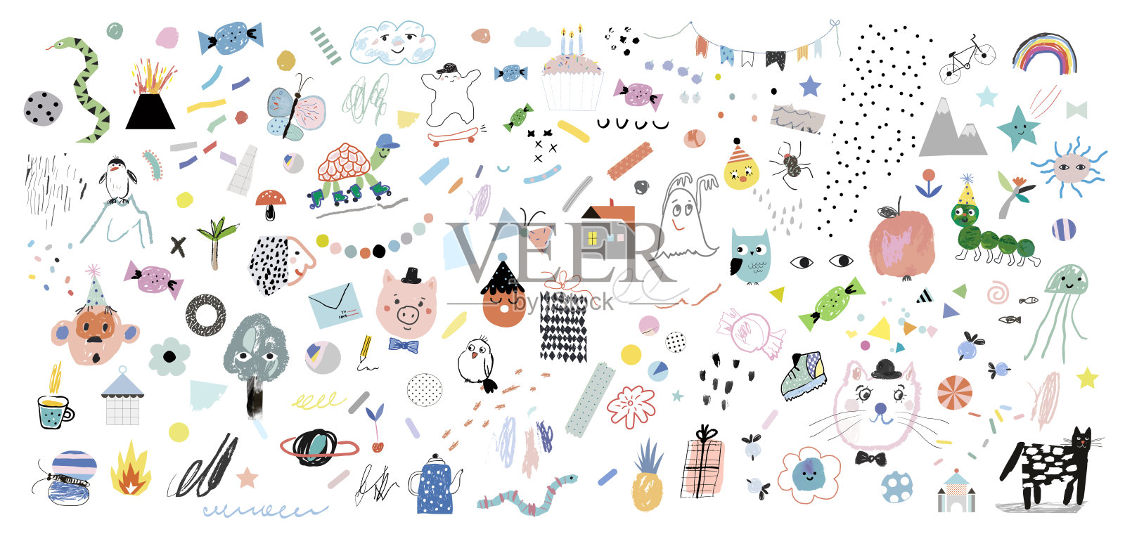 儿童涂鸦插画图片素材