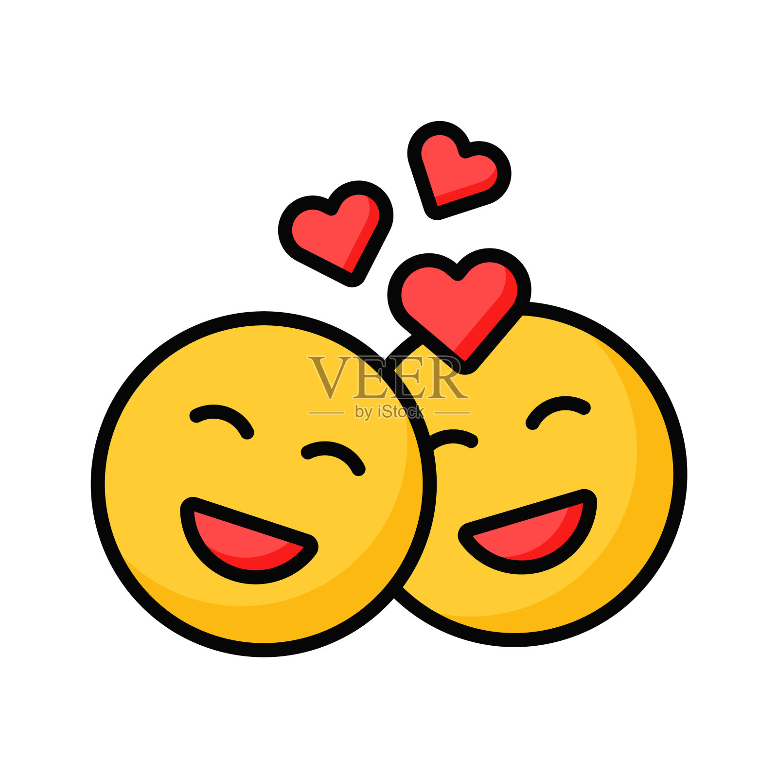 浪漫的情侣表情符号矢量设计，准备高级使用。插画图片素材