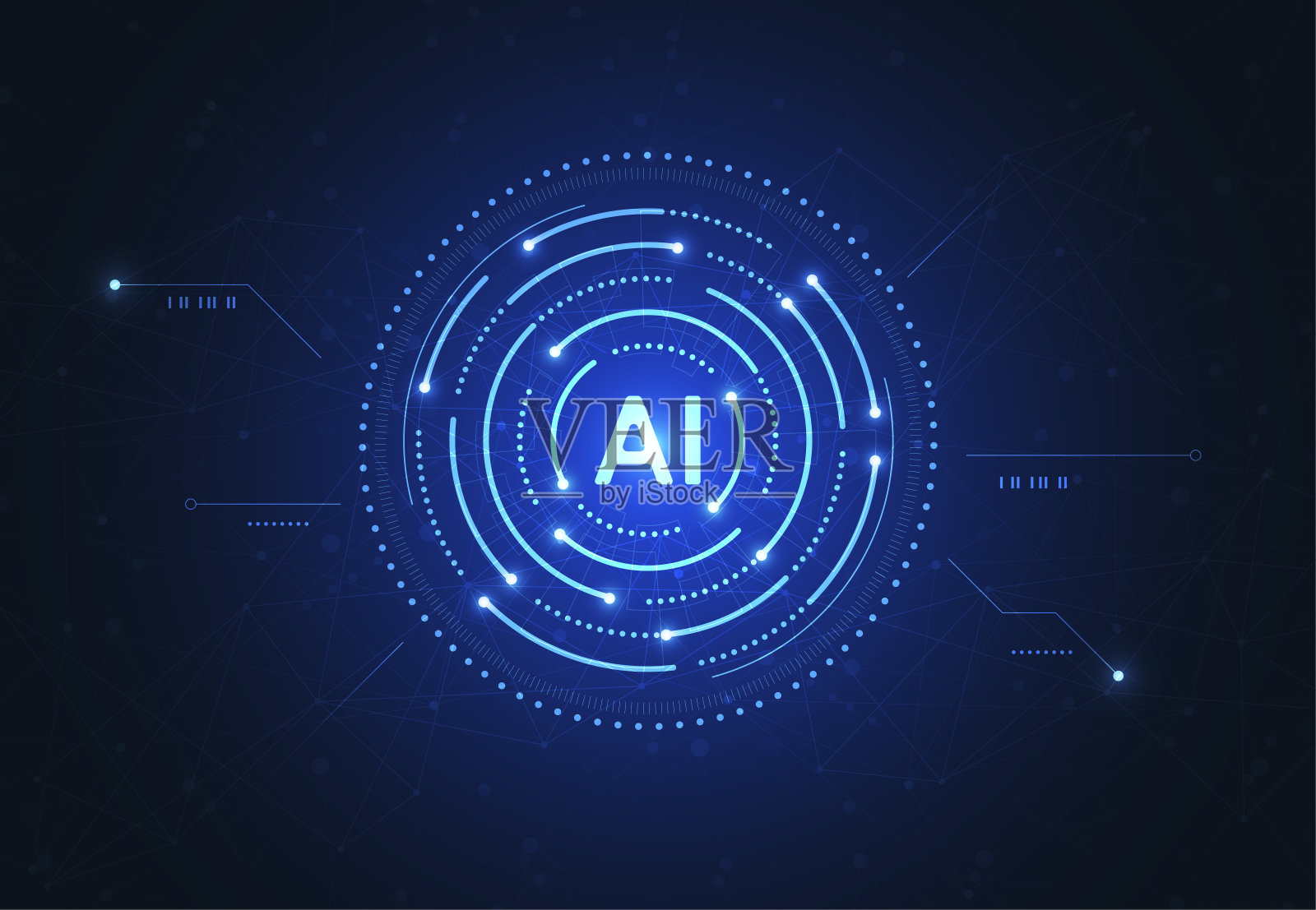 人工智能芯片组在电路板上的未来概念技术艺术品的网页，横幅，卡片，封面。矢量图插画图片素材