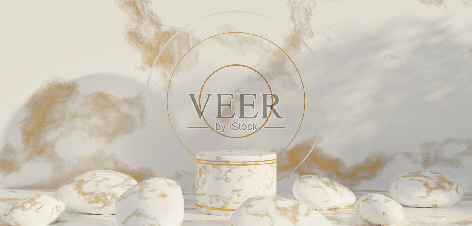 圆形大理石平台圆形半透明亚克力大理石托盘3D插图照片摄影图片