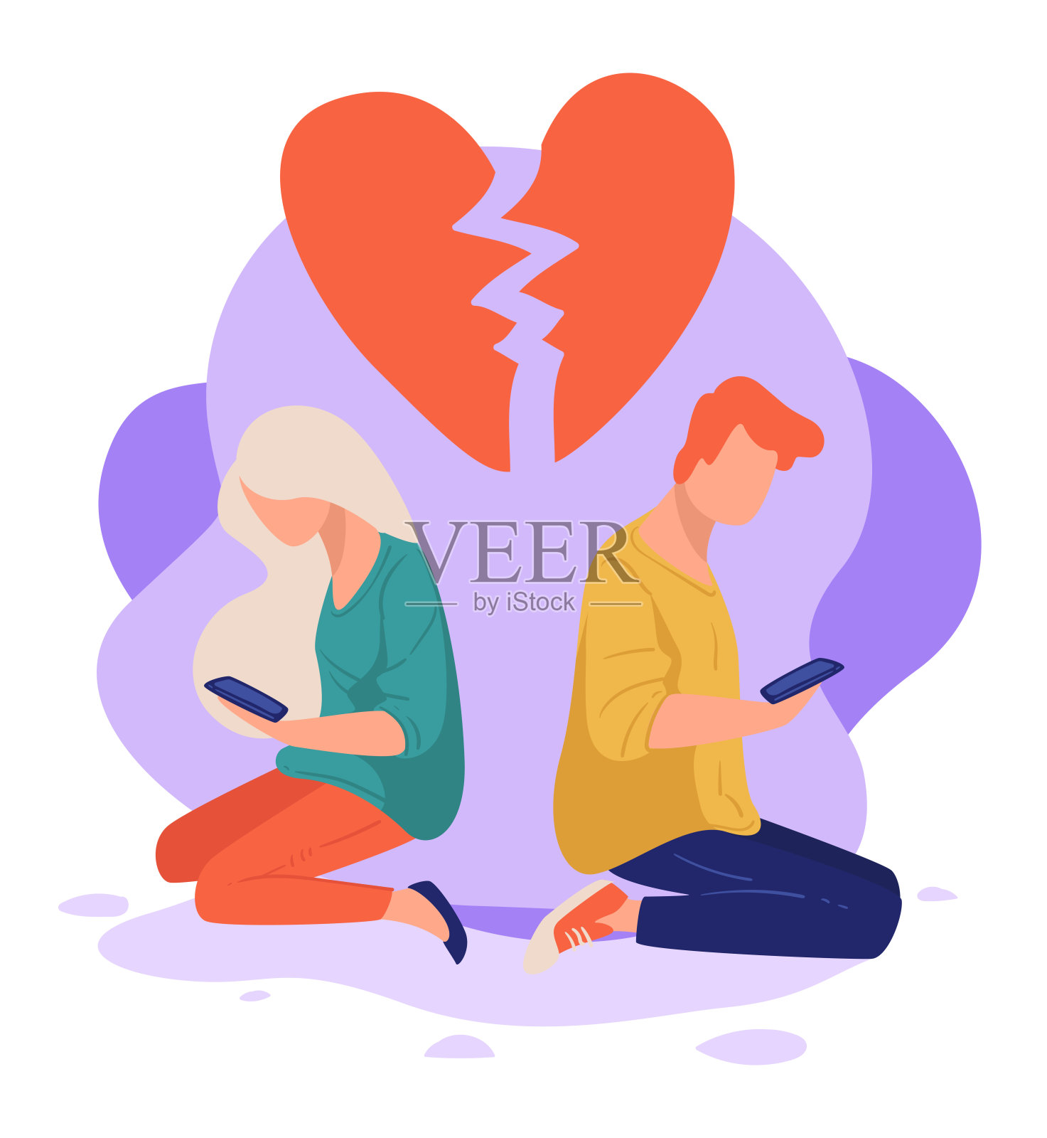 男女朋友不再相爱，争吵或打架插画图片素材