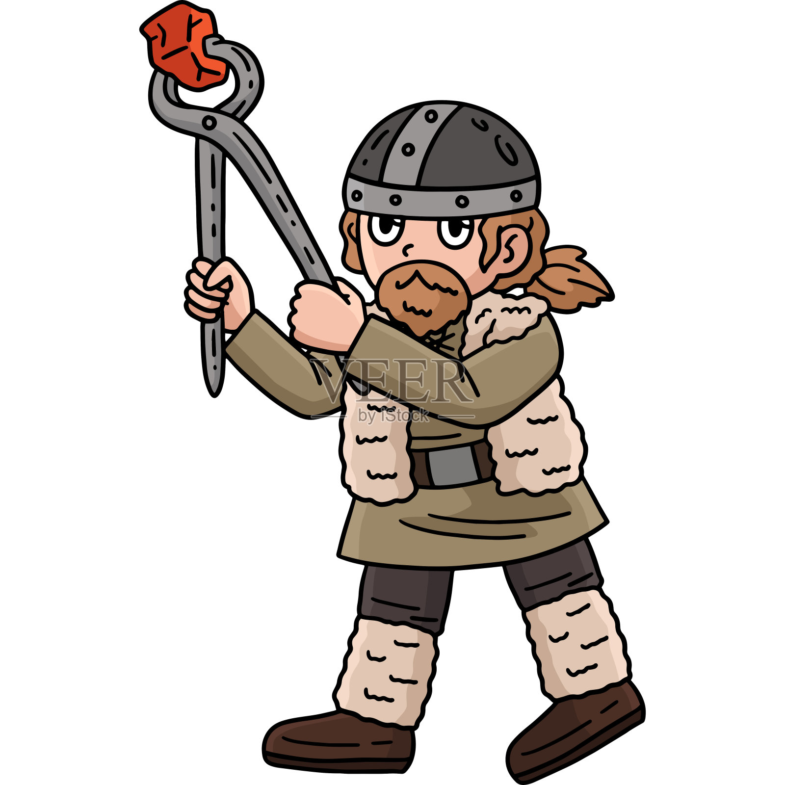 维京人工作锻造卡通彩色剪贴画插画图片素材