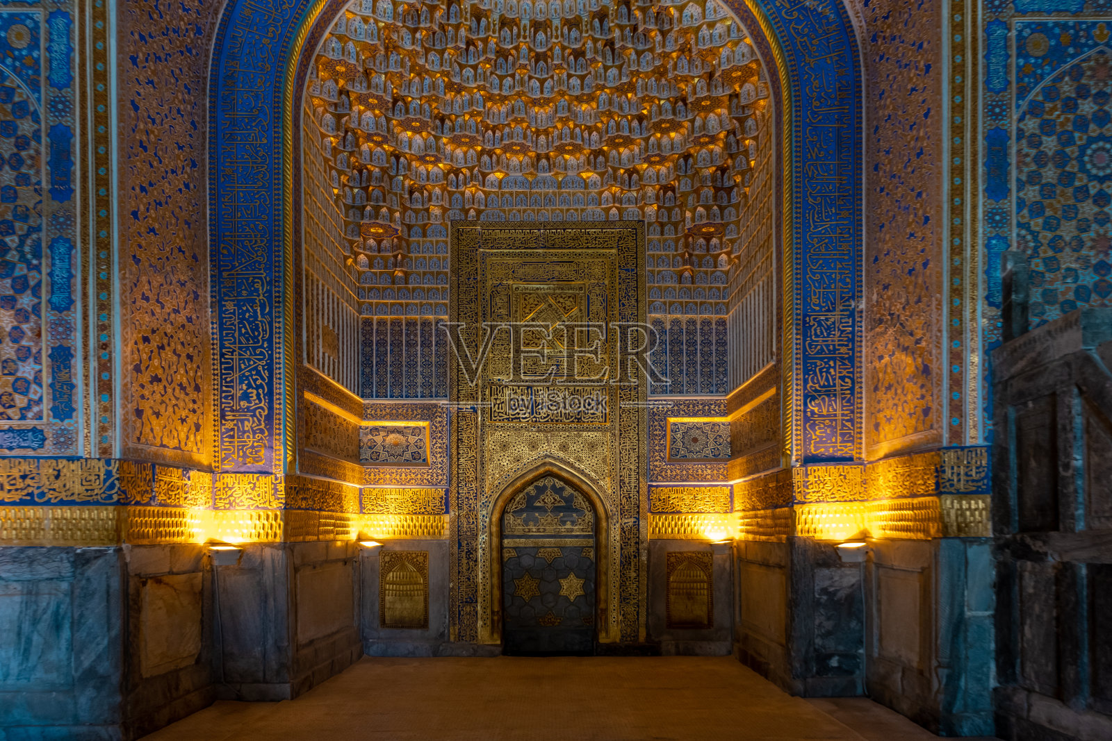 撒马尔罕瓷砖的马赛克图案设计背景照片摄影图片