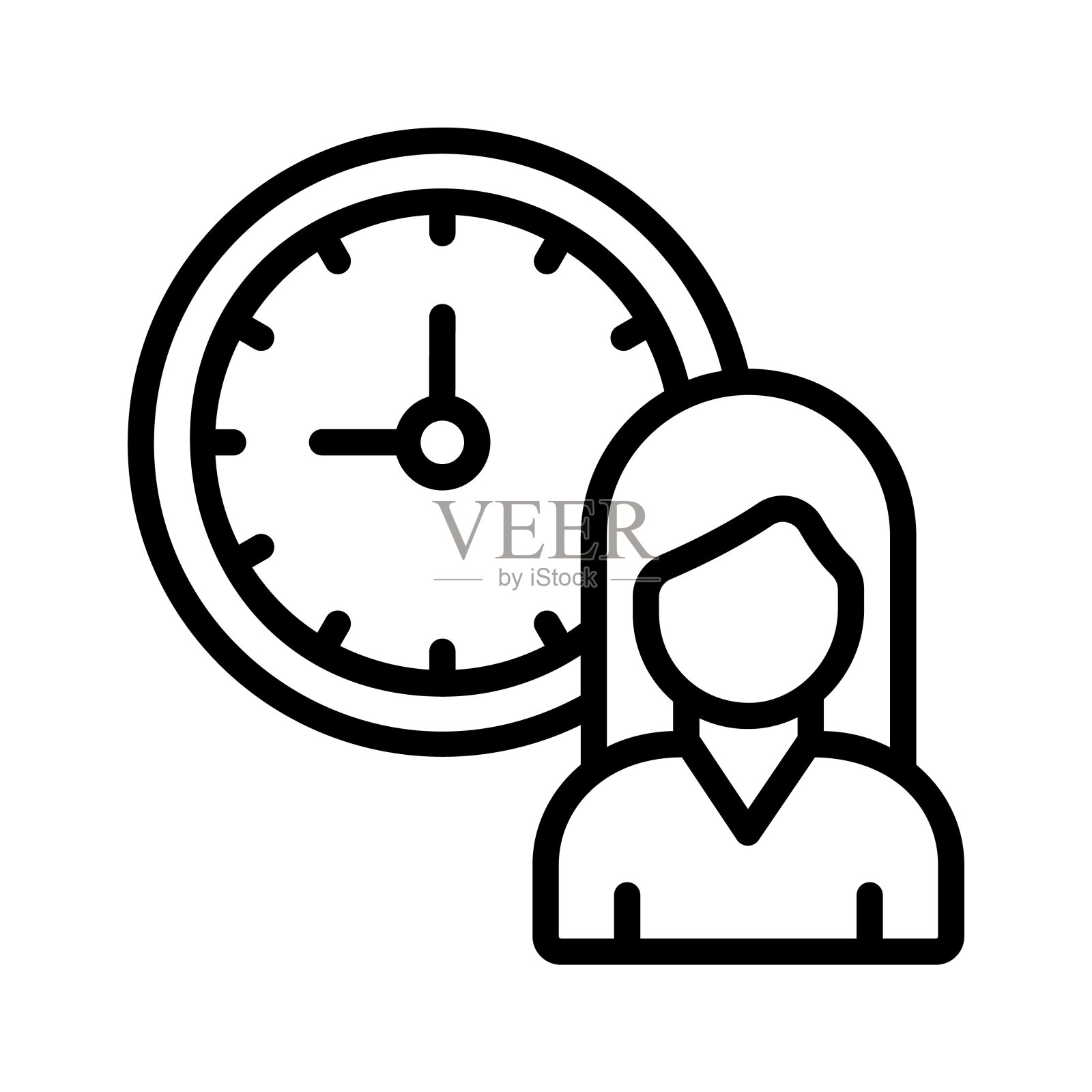 一个图标，描绘一个人和一个时钟，象征有效的时间管理实践。插画图片素材