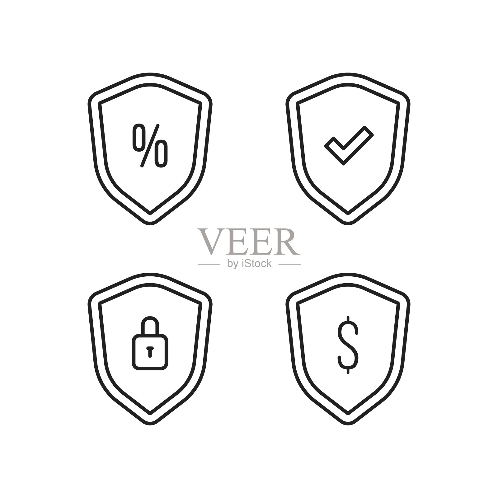 一套盾牌像受保护的银行服务图标插画图片素材