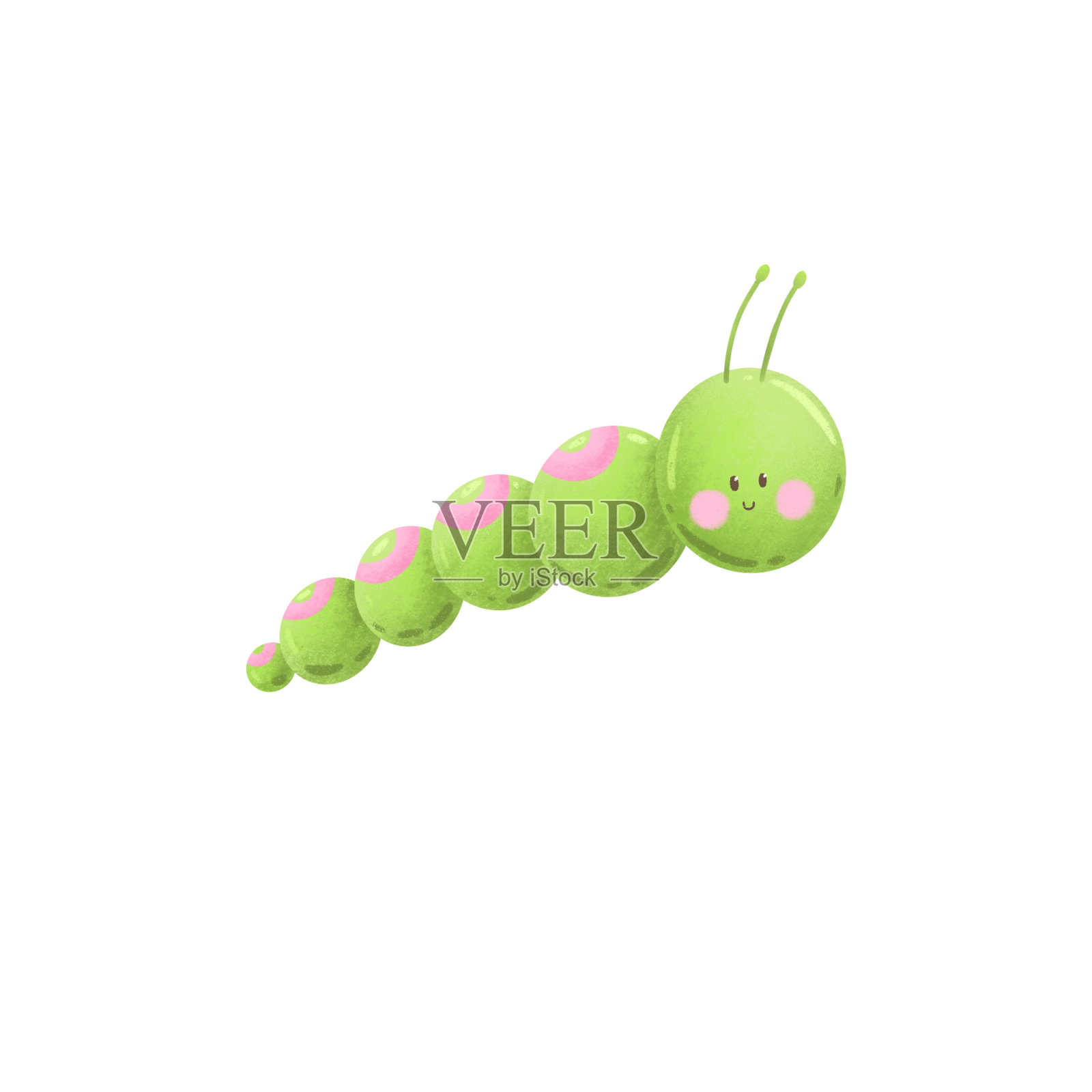 可爱毛毛虫明信片海报banner背景插画图片素材