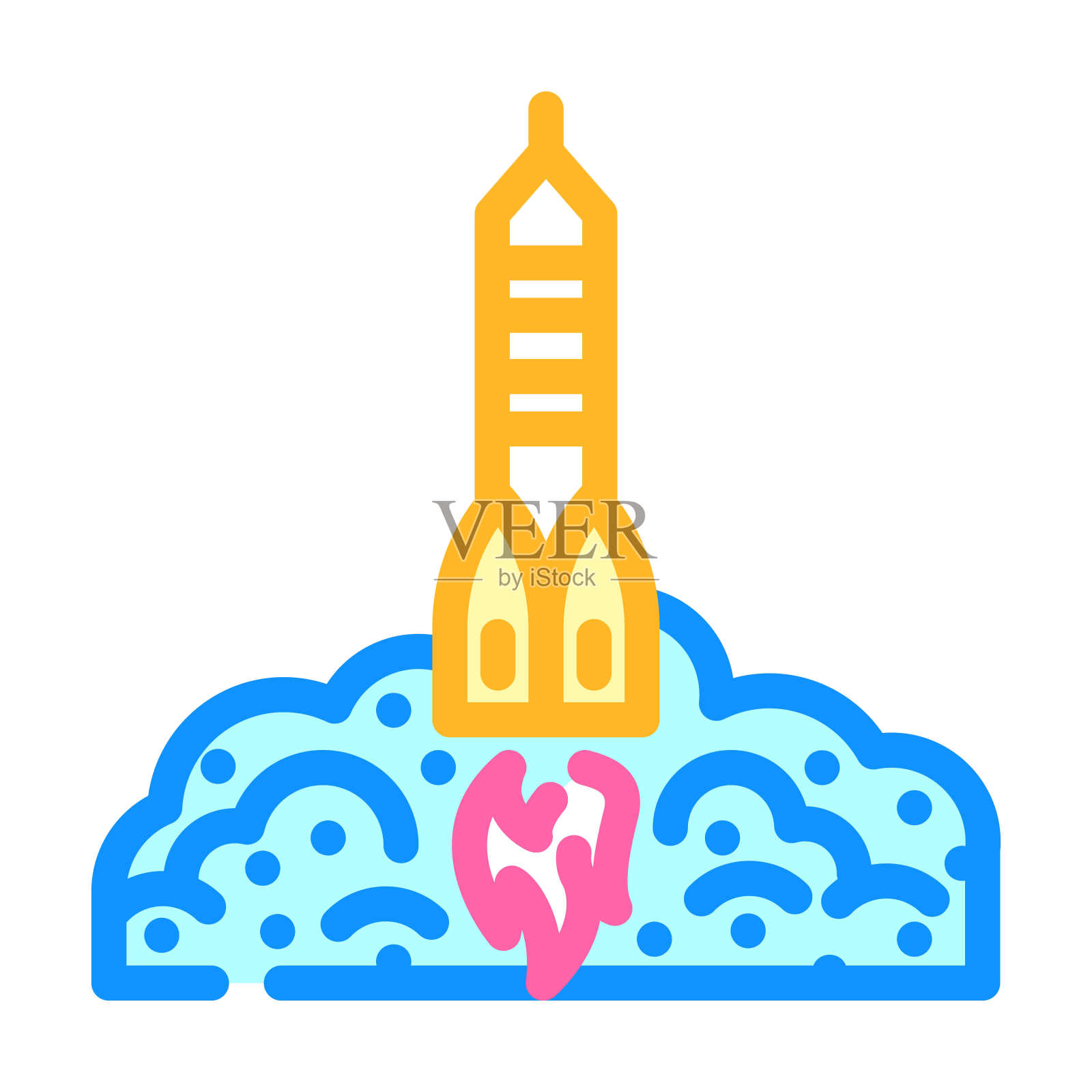 火箭飞船进度彩色图标矢量插图插画图片素材