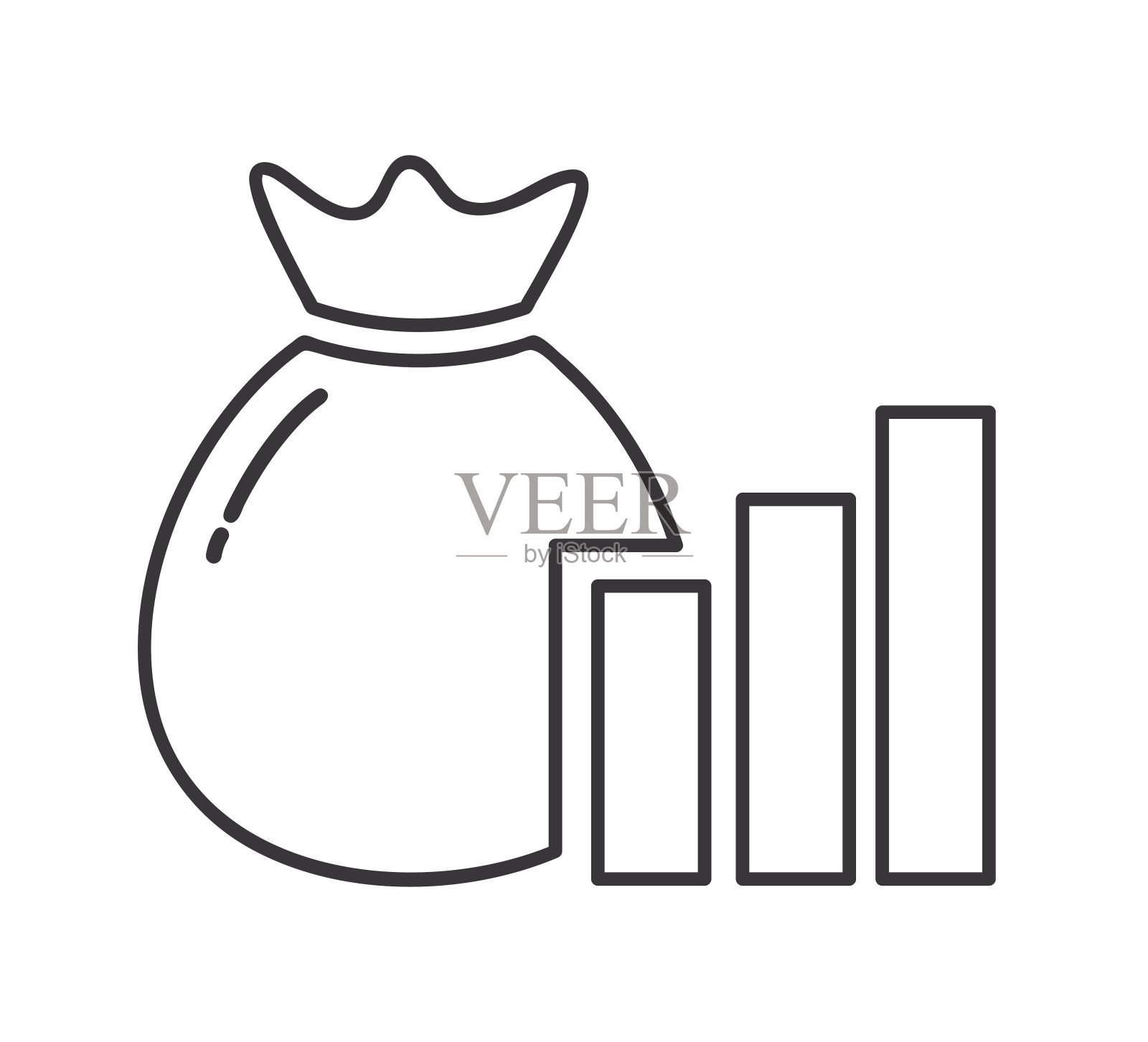 硬币袋图标与图形矢量插图插画图片素材