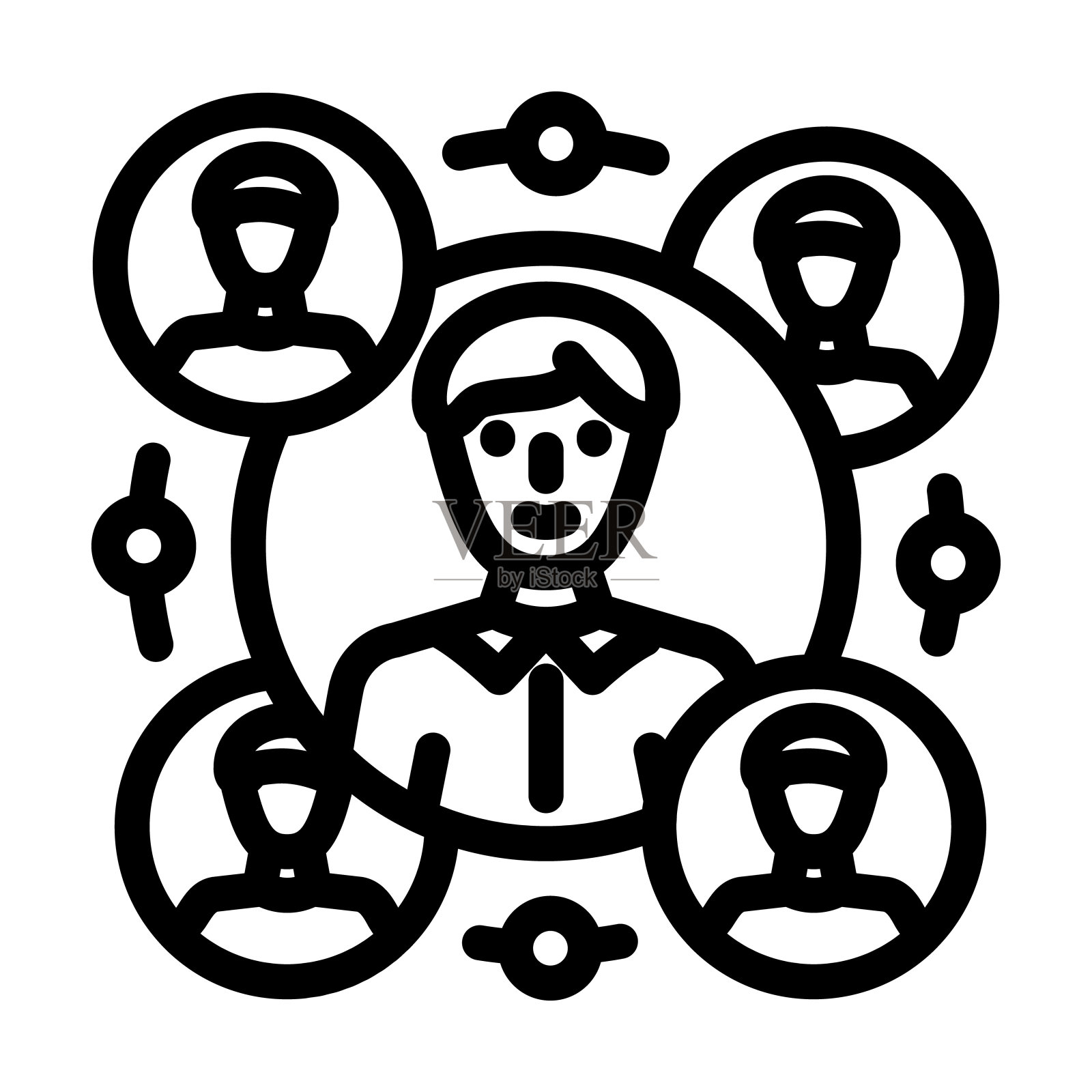 社区参与业务流程线图标矢量插图插画图片素材