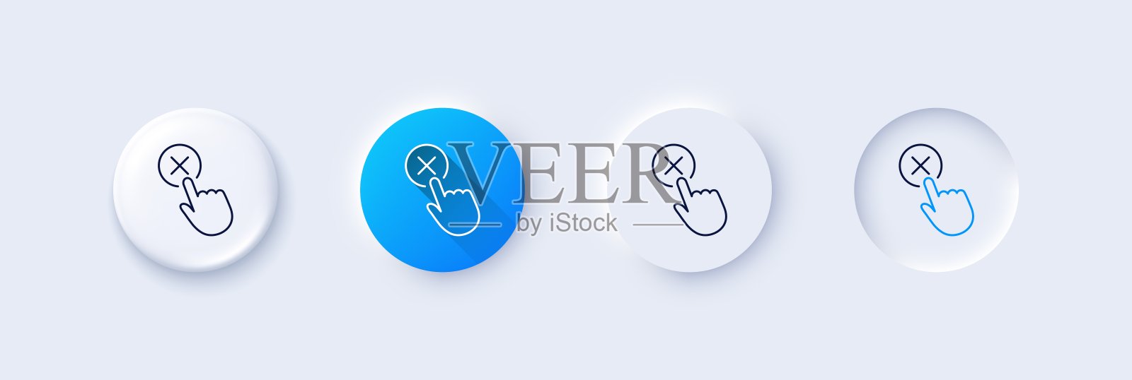 拒绝单击线条图标。拒绝按钮标志。行图标。向量插画图片素材