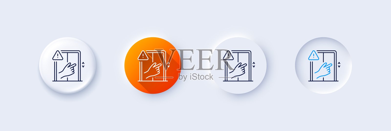 不要触摸电梯按钮线图标。手部警告标志。行图标。向量插画图片素材