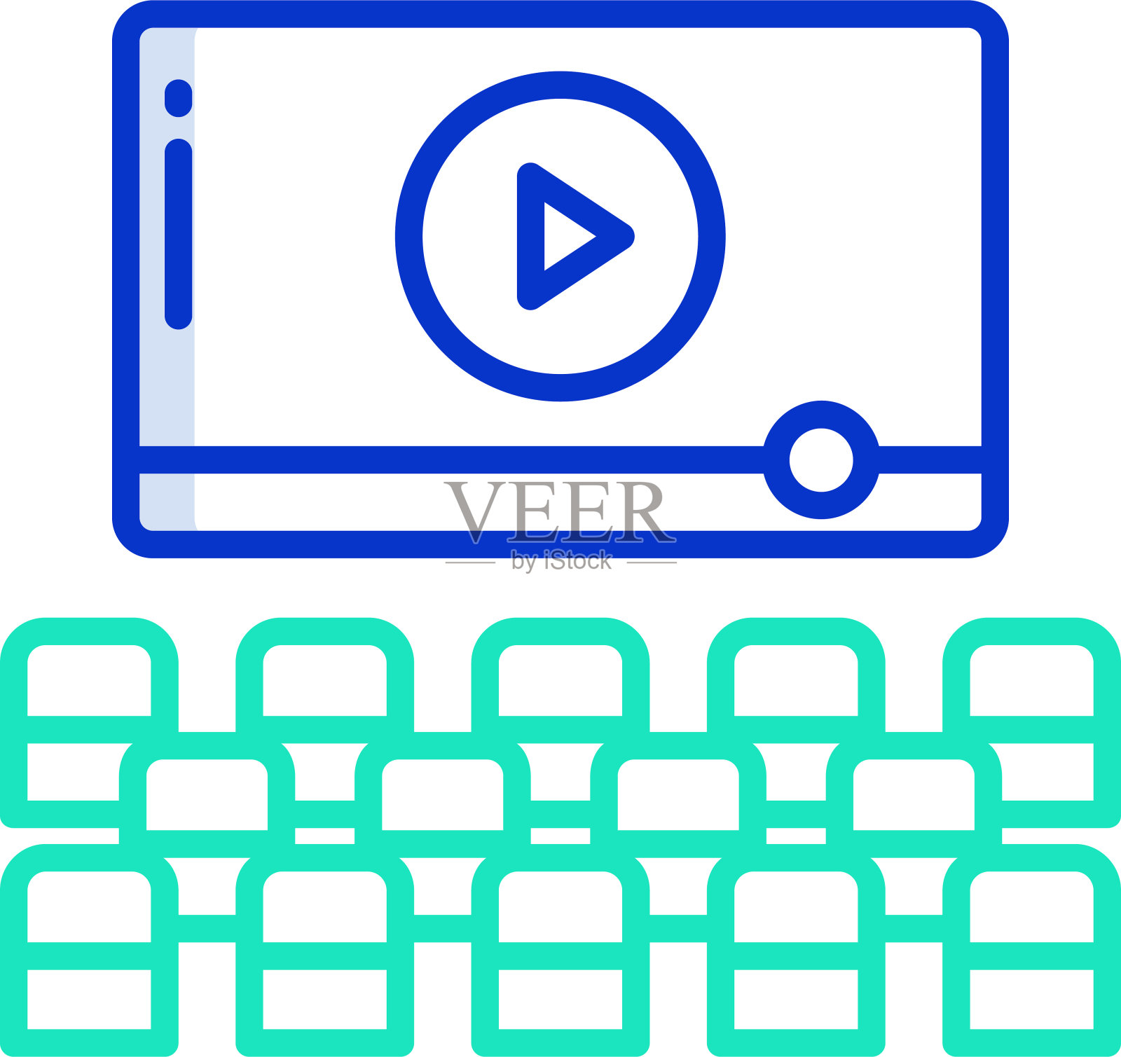 电影院轮廓颜色矢量插图插画图片素材